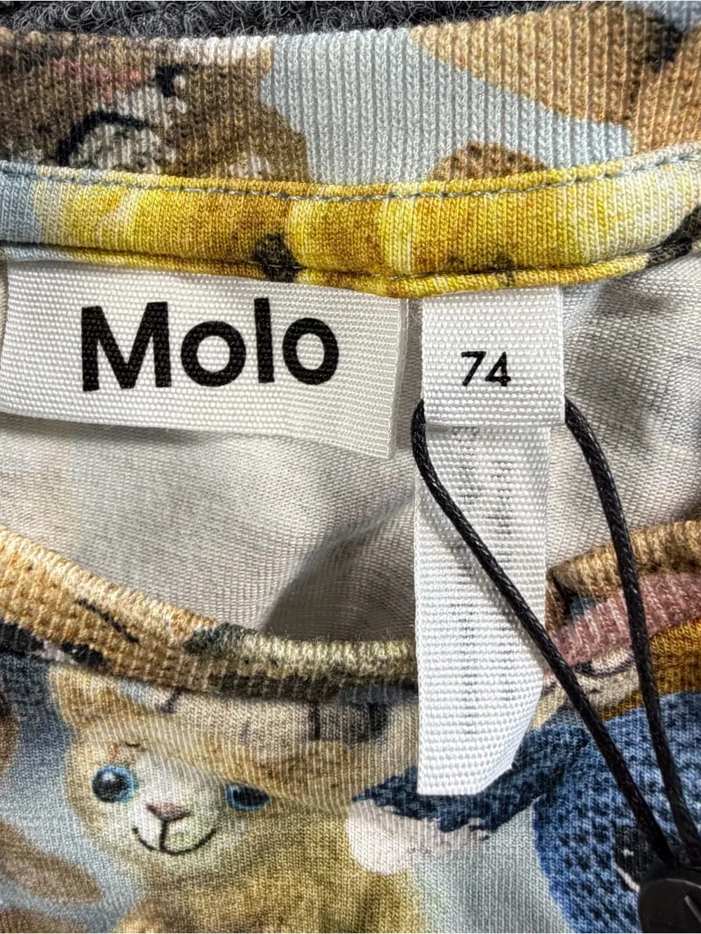 Molo Long-Sleeve Baby Romper All-Over Crochet Cute Animals 9 Months Organic NWT